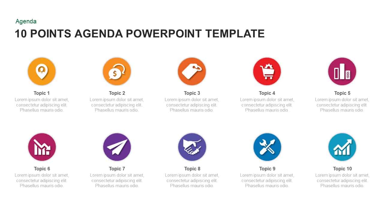 10 Point Agenda PowerPoint Template and Keynote