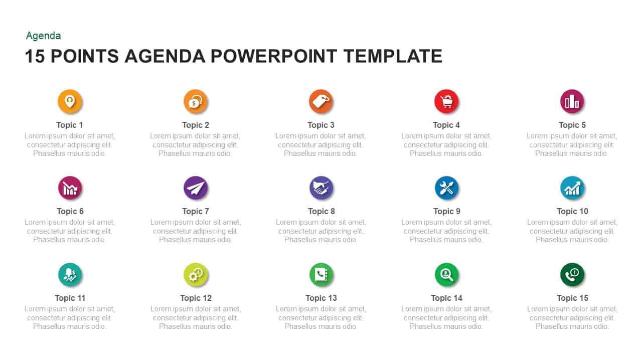 10 15 Point Agenda Template For Powerpoint And Keynote Slidebazaar