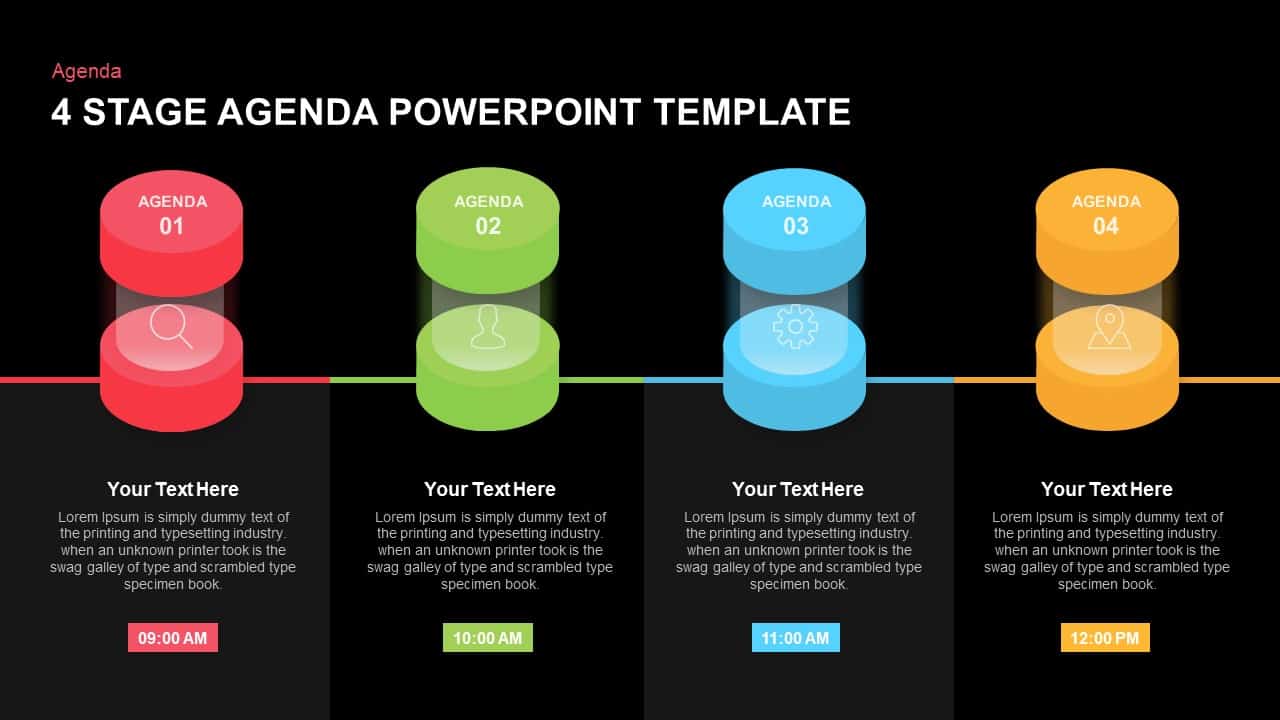 4 Stage Agenda PowerPoint Template and Keynote