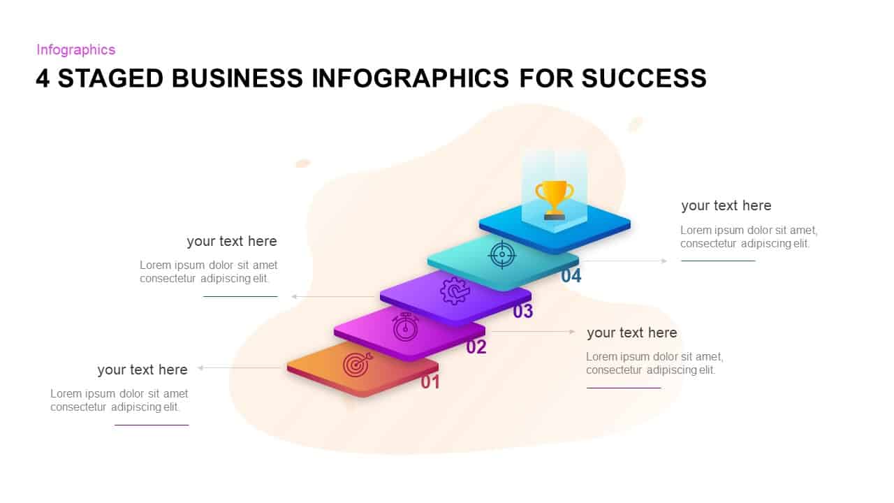 4 Staged Business Infographics For Success PowerPoint Template