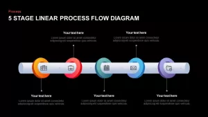 5 Stage Linear Process Diagram Template for PowerPoint and Keynote