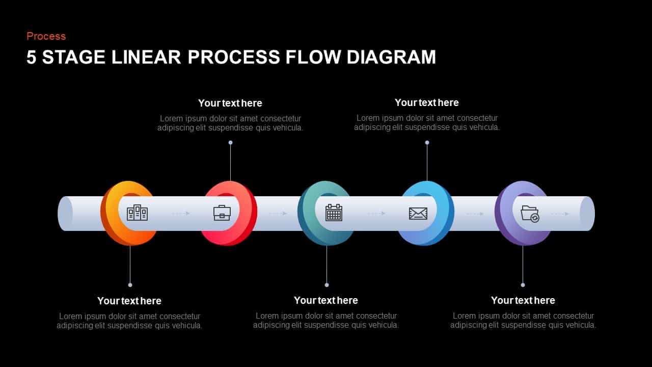 5 Stage Linear Process Flow Diagram Template For Powerpoint Keynote Riset 9449