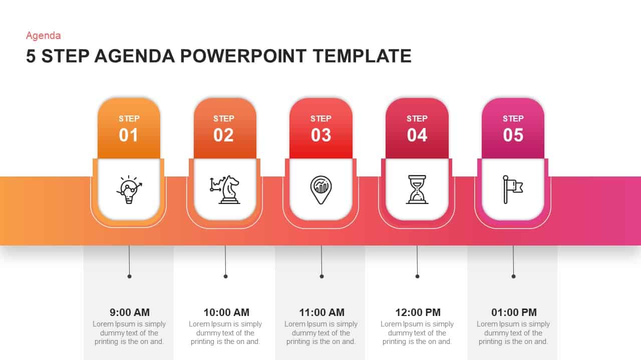 5 Step Agenda Powerpoint Template And Keynote Slide