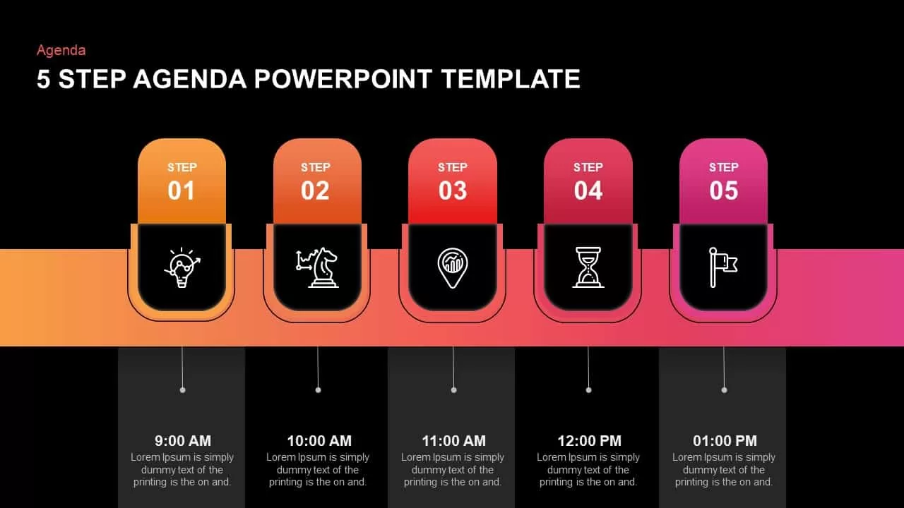 5 step agenda template for PowerPoint and keynote