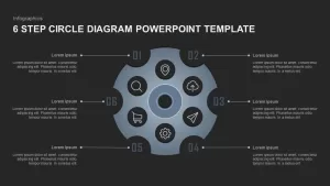 6 Steps circle diagram template for PowerPoint and keynote