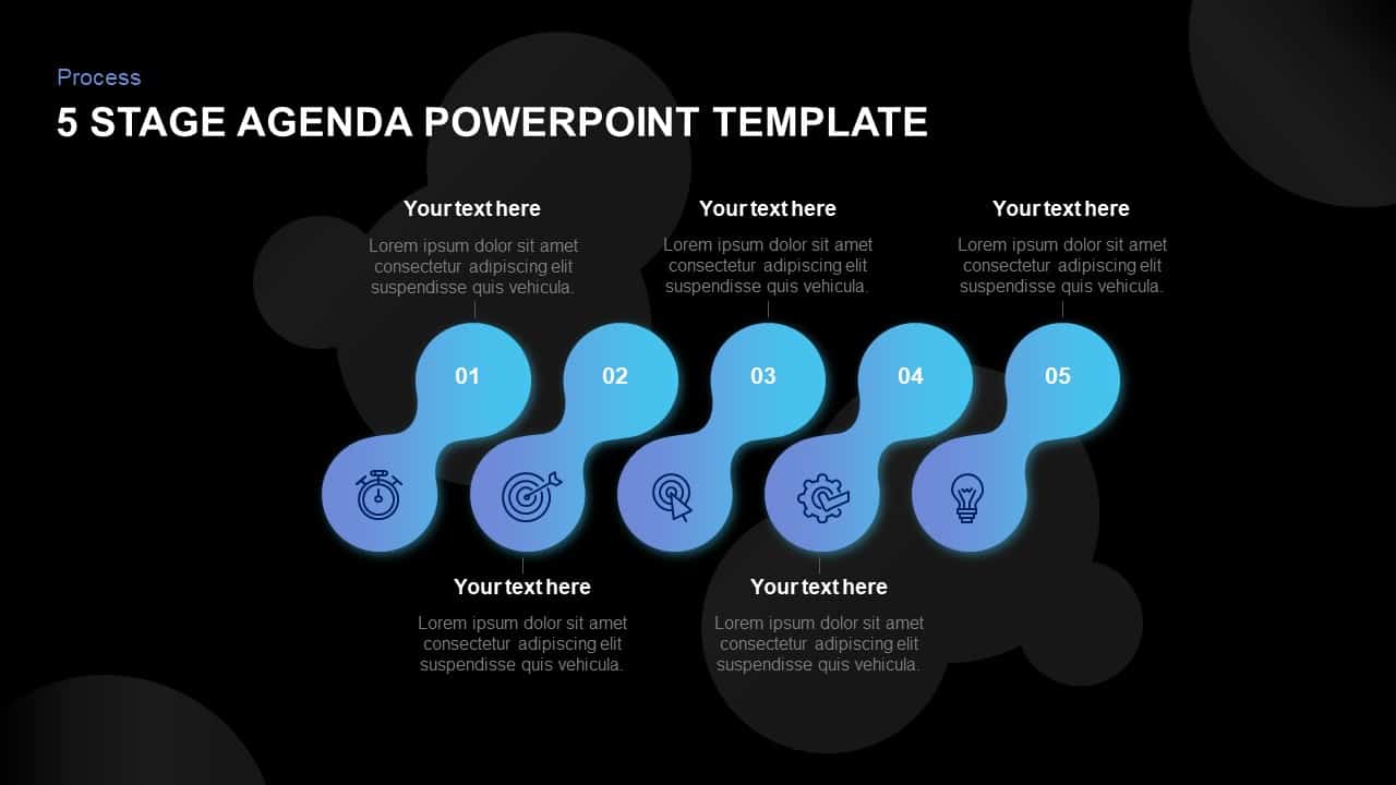 5 Stage Agenda Template for PowerPoint and Keynote