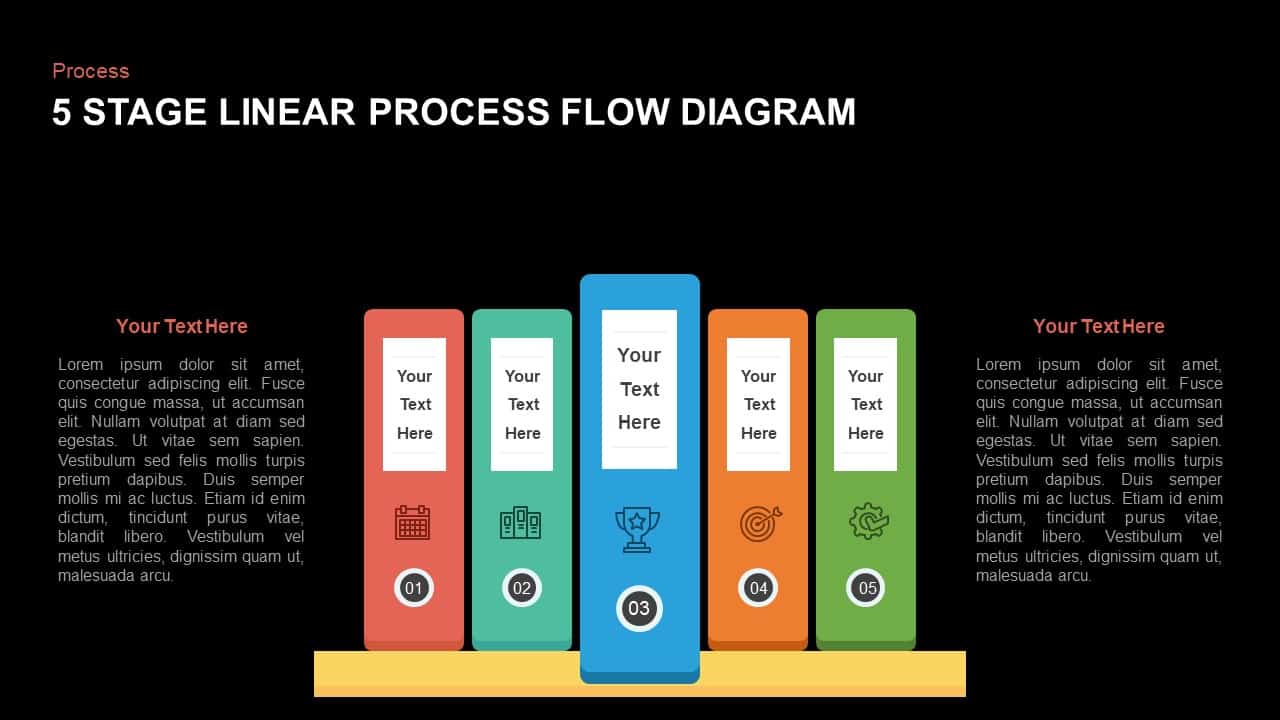 5 Steps Linear Process Flow Diagram Template for ...