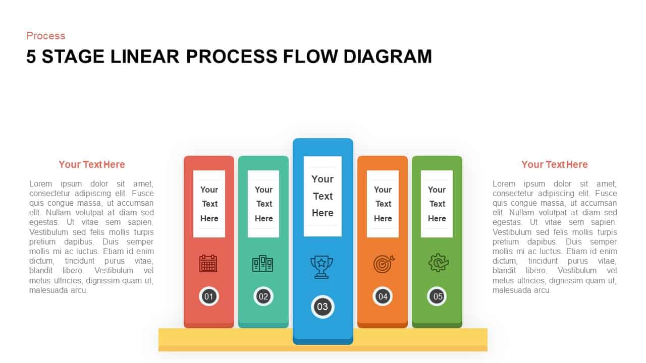 5 Steps Linear Process Flow Diagram Template for PowerPoint and Keynote