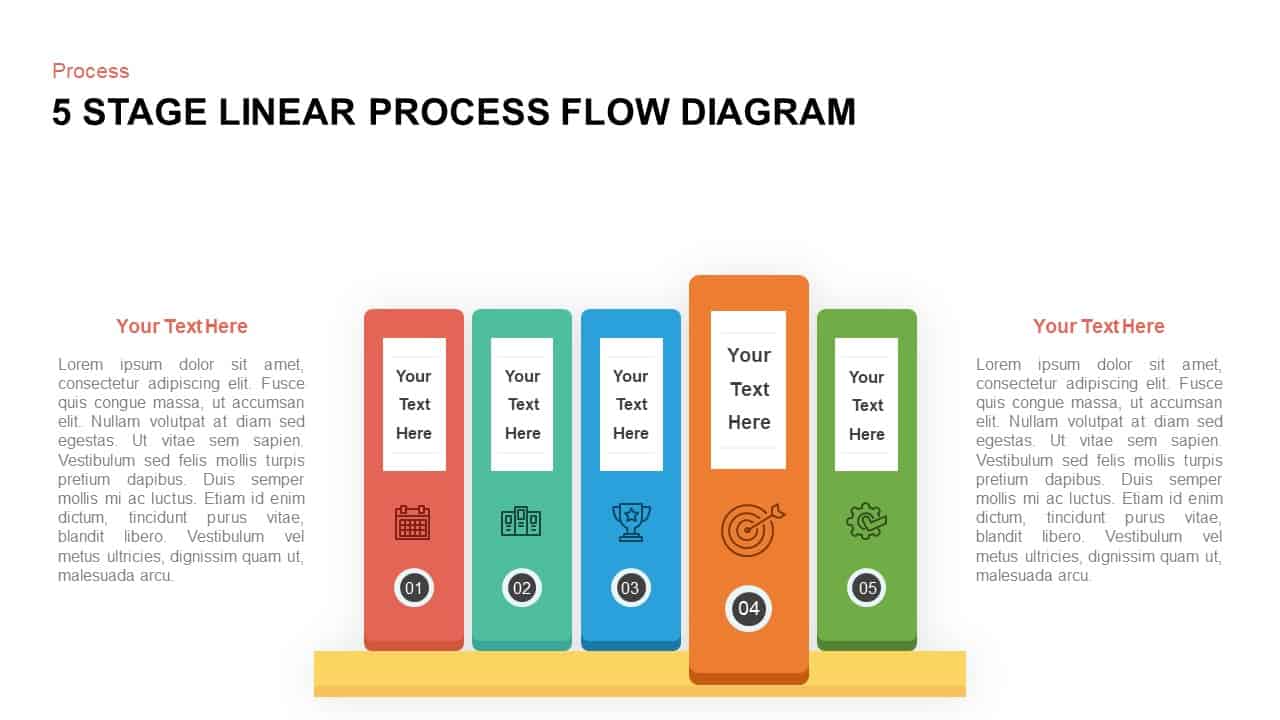 5 Steps Linear Process Flow Diagram Template For Powerpoint And Keynote 9318