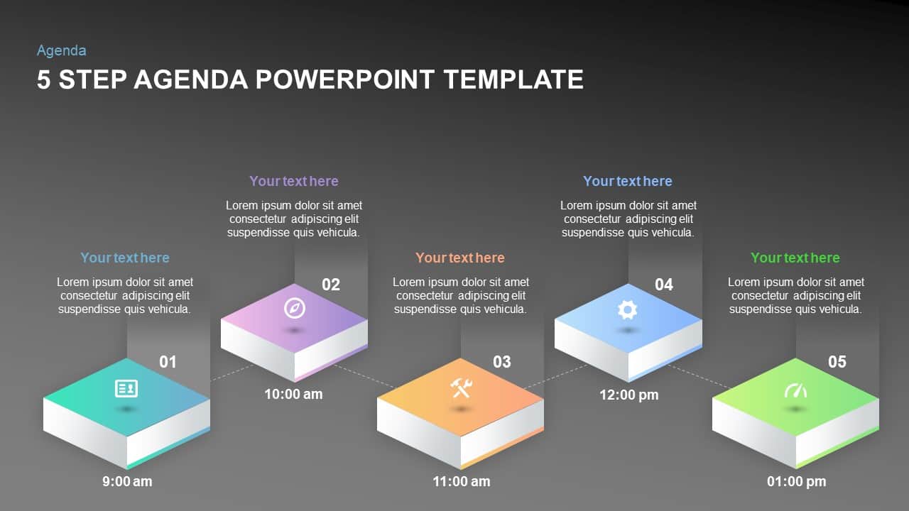 5 step agenda PowerPoint template and keynote