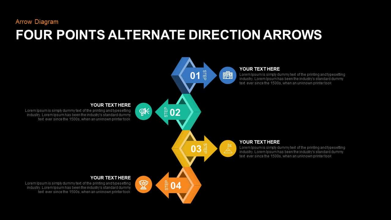 4 Points Alternate Direction Arrows PowerPoint Template