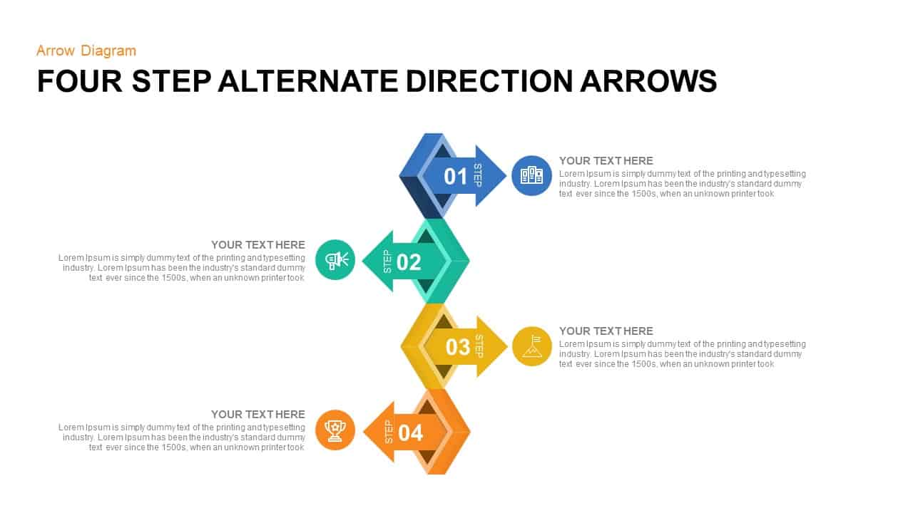 4 Steps Alternate Direction Arrows PowerPoint Template