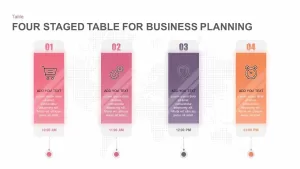4 Steps Business Plan Table PowerPoint Template