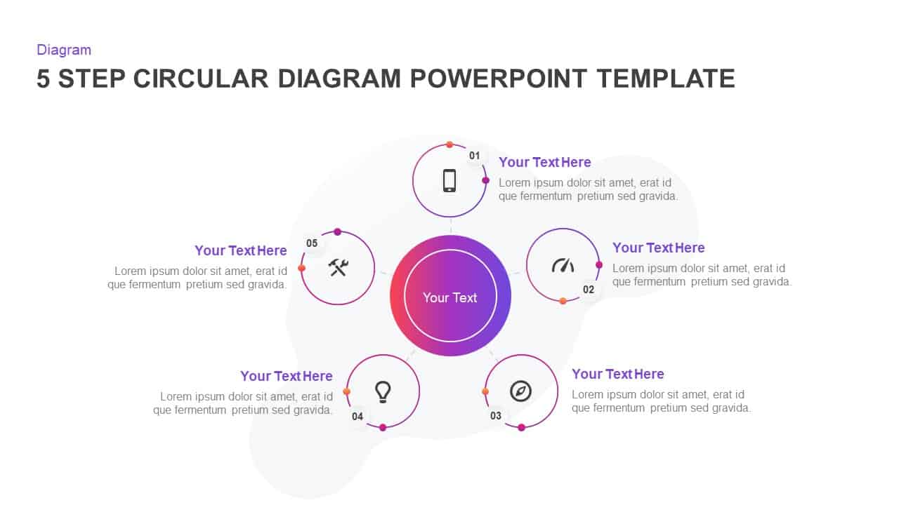 5 Step Creative Circular Diagram Design for PowerPoint