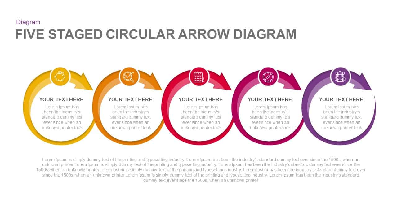 5 Stages Circular Arrow Diagram Template for PowerPoint & Keynote