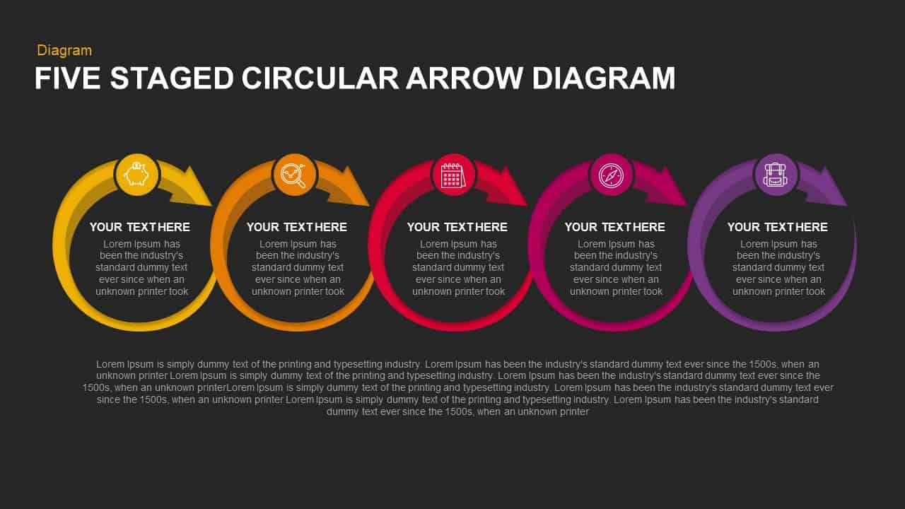 5 Steps Circular Arrow Diagram Template For Powerpoint And Keynote 3055