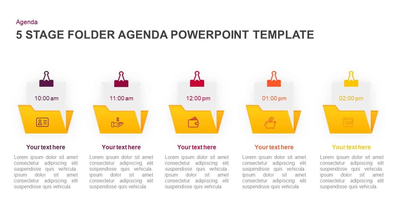5 step folder agenda powerpoint template