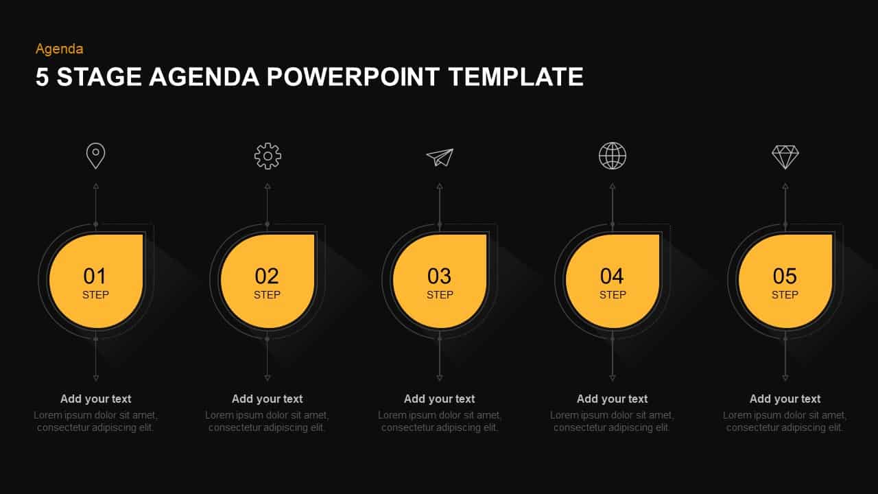 5 steps agenda template for PowerPoint and keynote