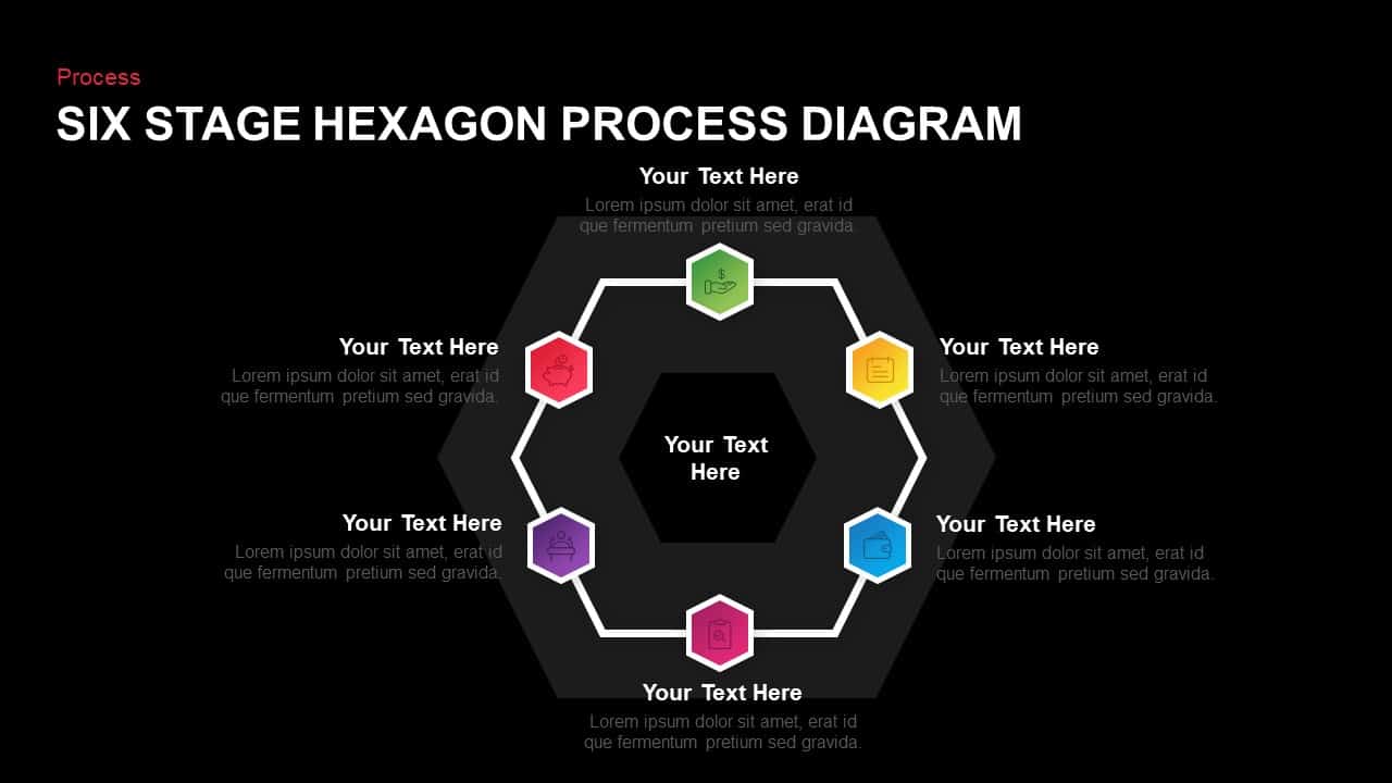 6 Stage Hexagon Process Diagram Powerpoint Template And Keynote 1880
