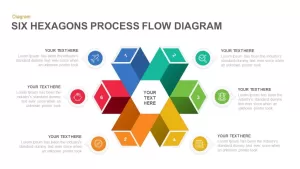 6 Step Process Flow Hexagon Diagram PowerPoint Template