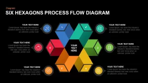 6 Step Process Flow Hexagon Diagram Template for PowerPoint