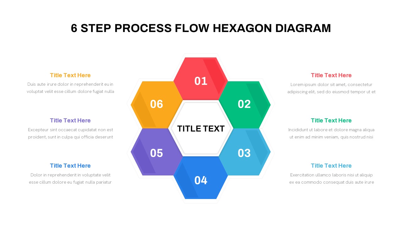 6 Step Process Flow Hexagon Diagram for PowerPoint & Keynote