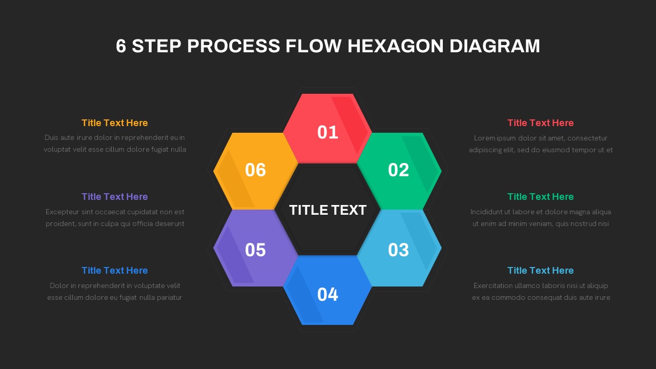 6 Step Process Flow Hexagon Diagram for PowerPoint & Keynote