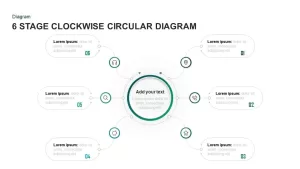 6 Stages Clockwise Circular Diagram Template for PowerPoint &#038; Keynote