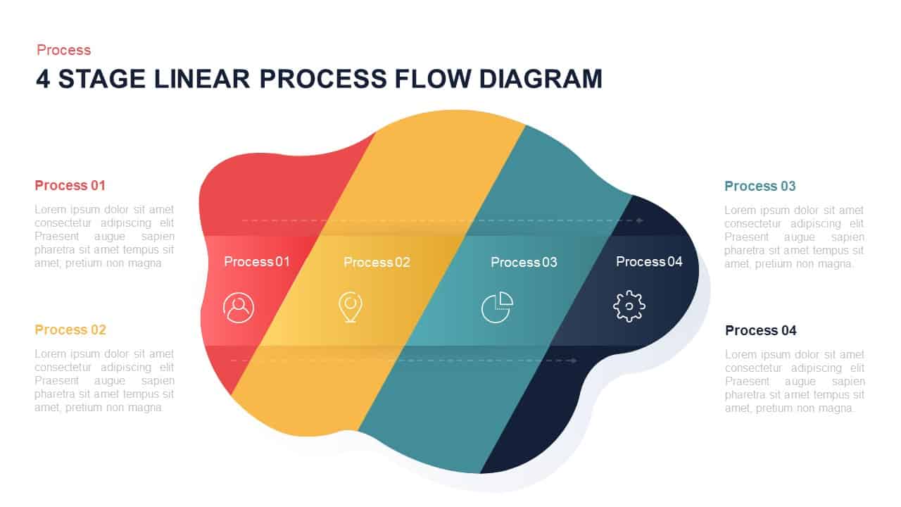 4 Stage linear Process Flow Diagram PowerPoint Template
