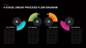 4 Stage Linear Process Flow Diagram PowerPoint Template