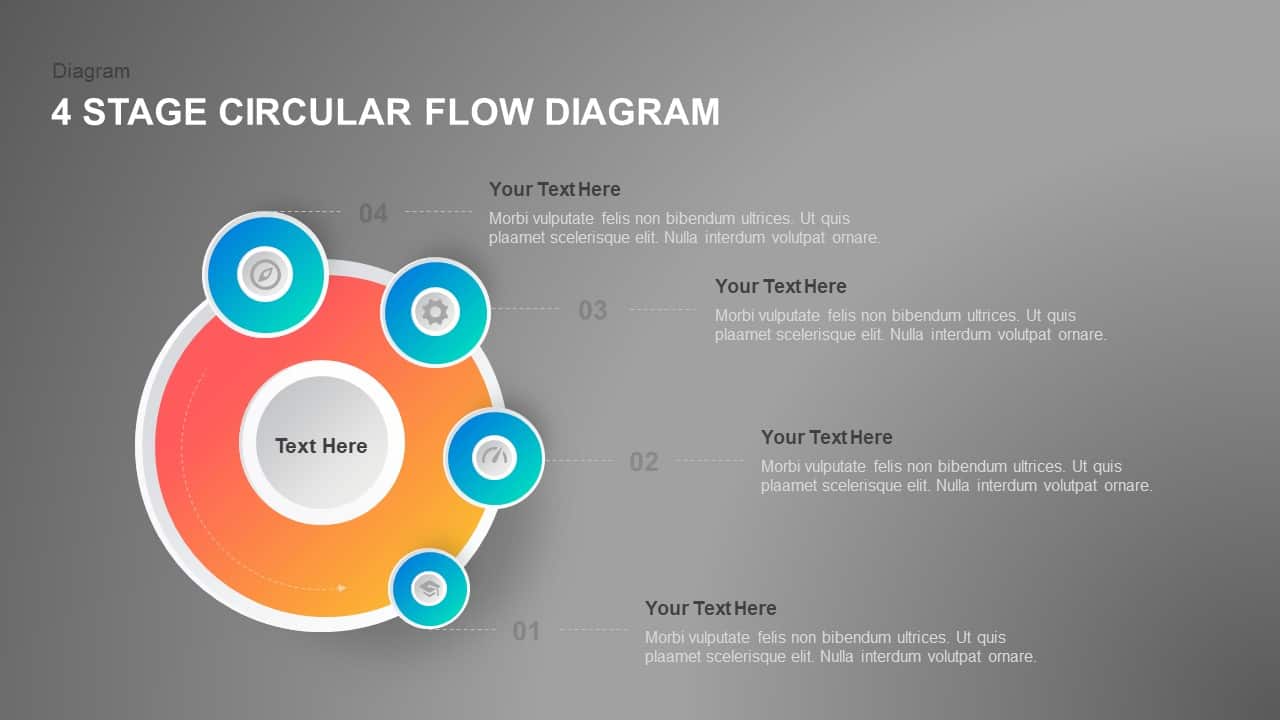 4 Step Circular Flow Diagram Powerpoint Template And Keynote 5425