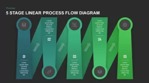 5 Stage Linear Process Flow Diagram PowerPoint Template