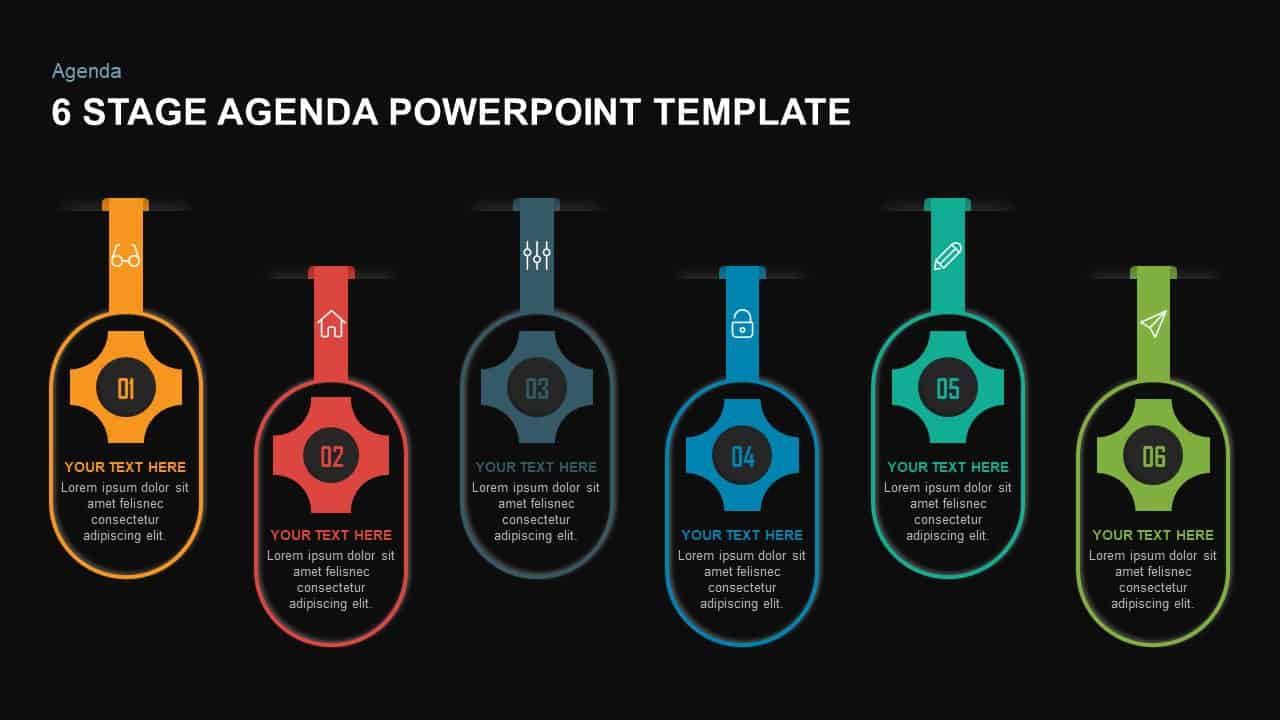 6 step agenda template for PowerPoint