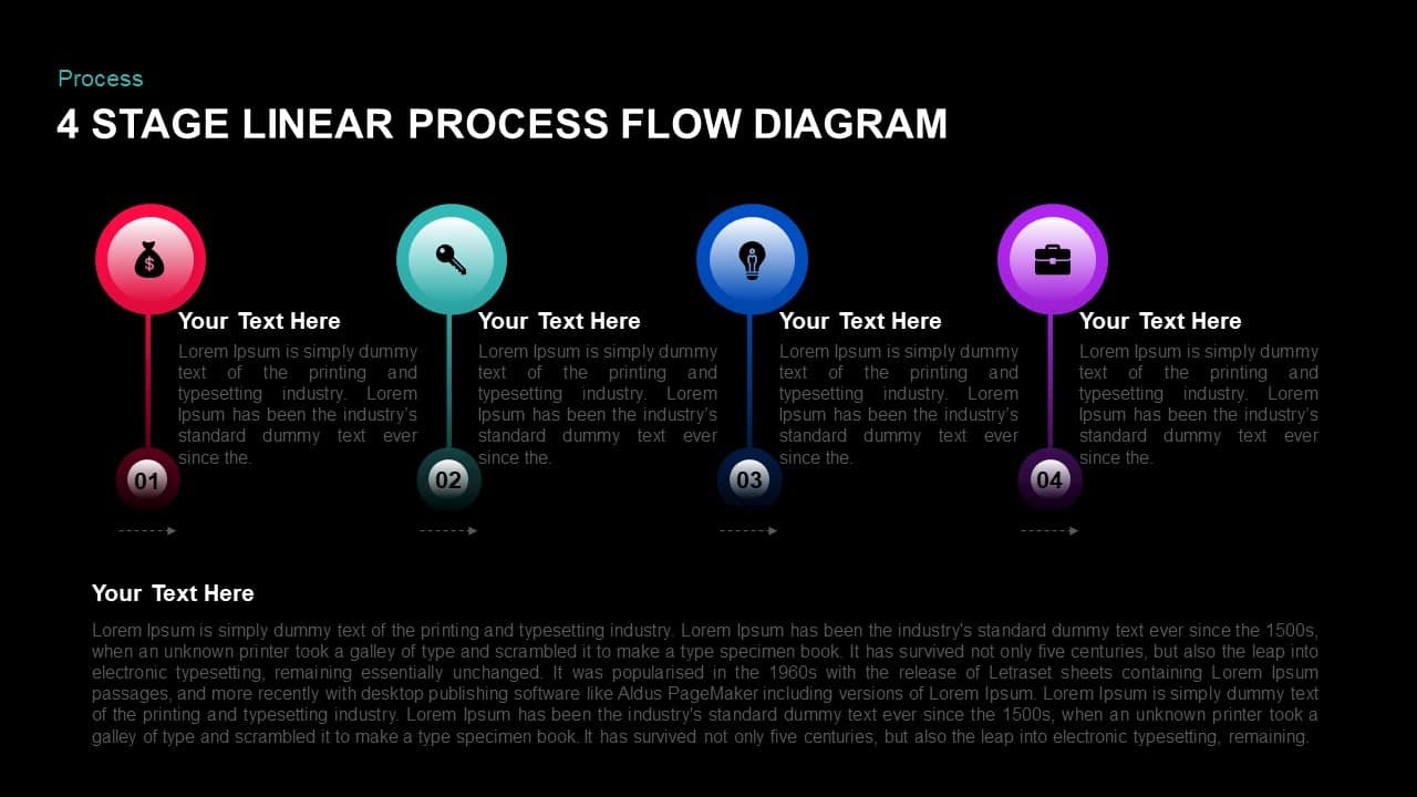 4 Stage Linear Process Flow Diagram For Powerpoint And Keynote 5564