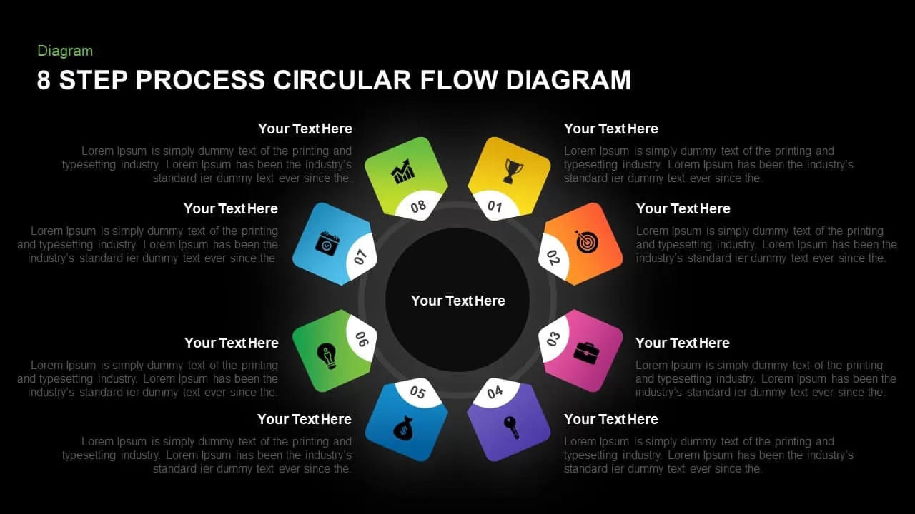 8 Step Circular Process Flow Diagram Template for PowerPoint