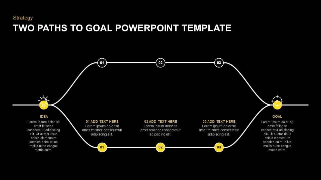 Two Paths to Goal Achievement PowerPoint Diagram