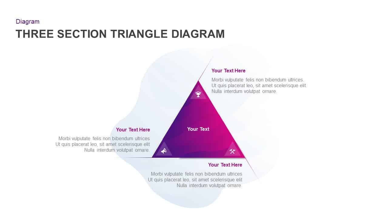 3 Section Triangle Diagram for PowerPoint Presentation
