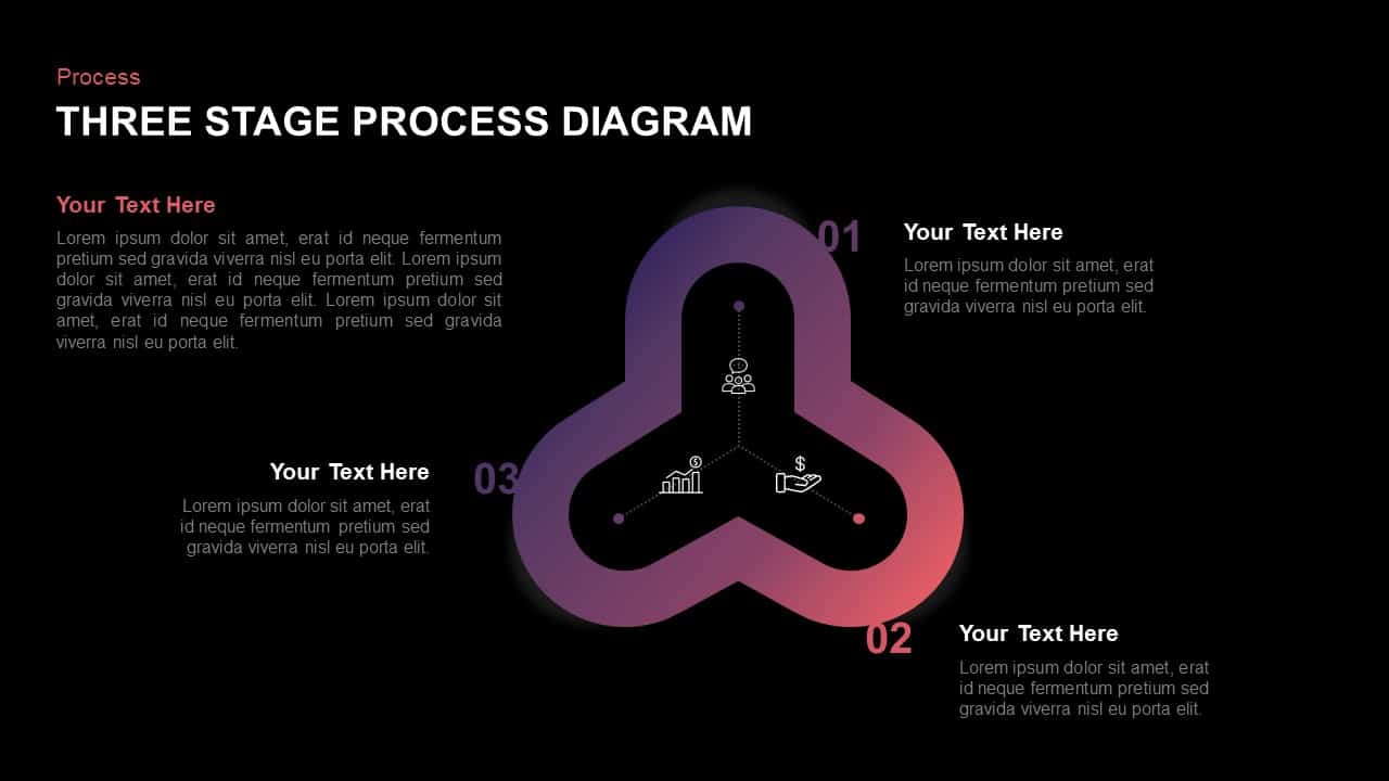 3 Step Process Diagram Template for PowerPoint Presentation