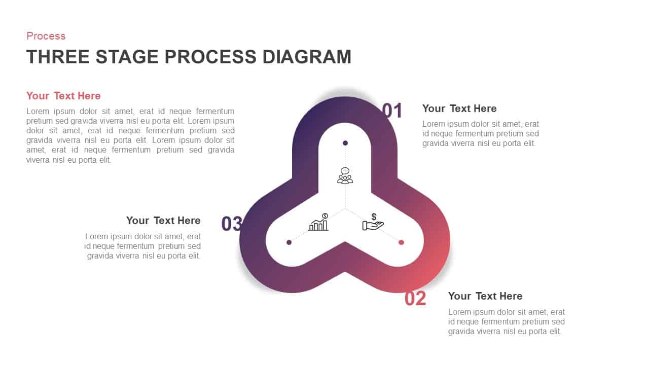 Three Step Process Diagram for PowerPoint Presentation