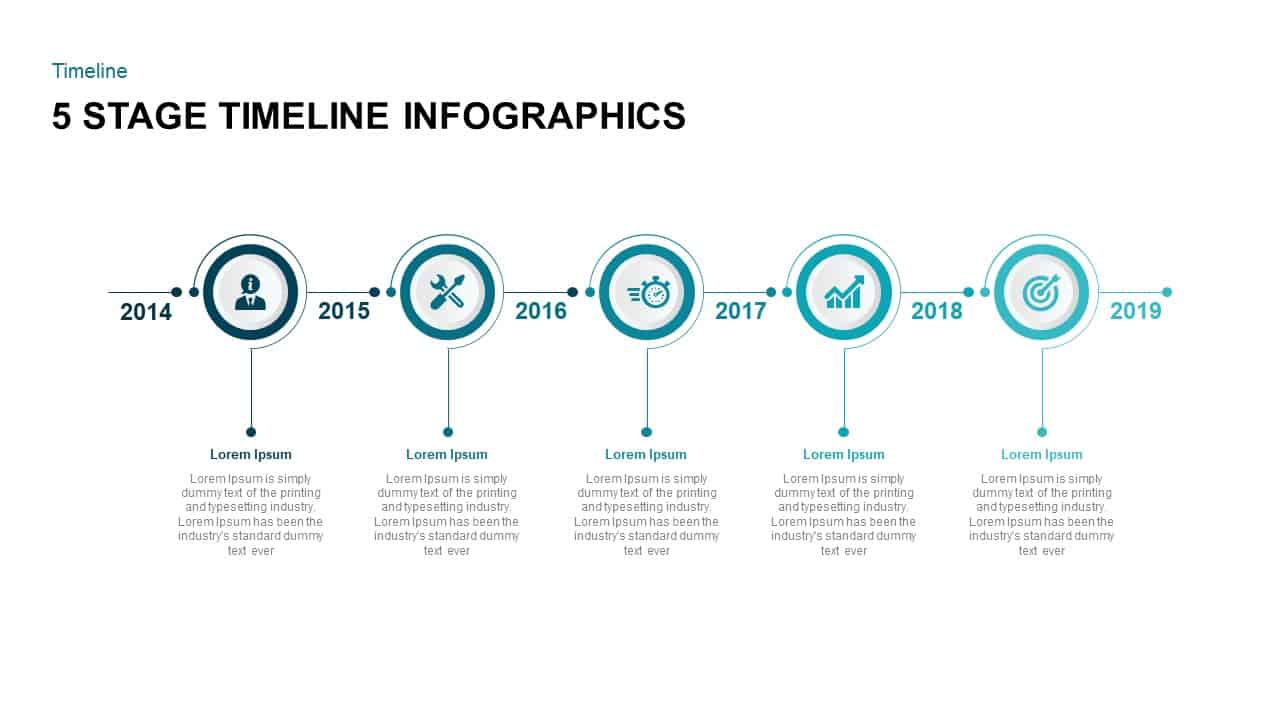 5 Stage Timeline Infographic PowerPoint Template