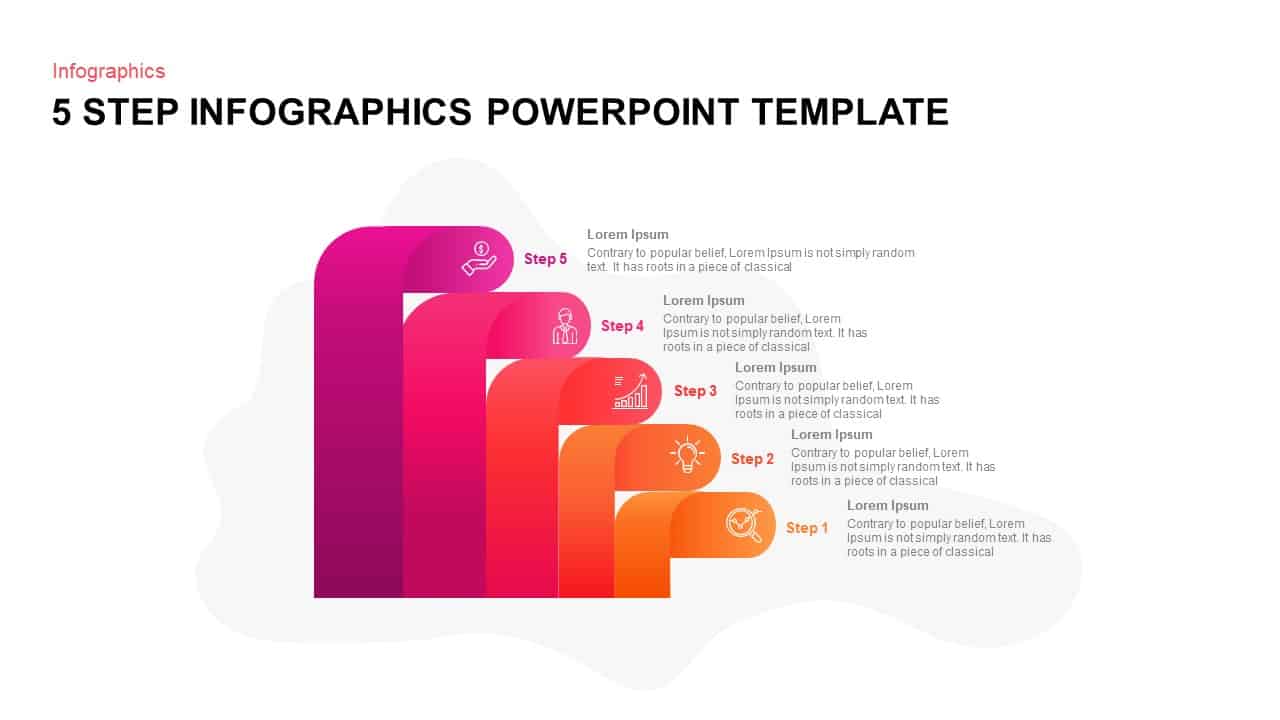 Mẫu PowerPoint vẽ mạch 5 bước: \