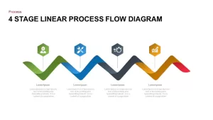 4 Steps Linear Process Flow Diagram Template for PowerPoint