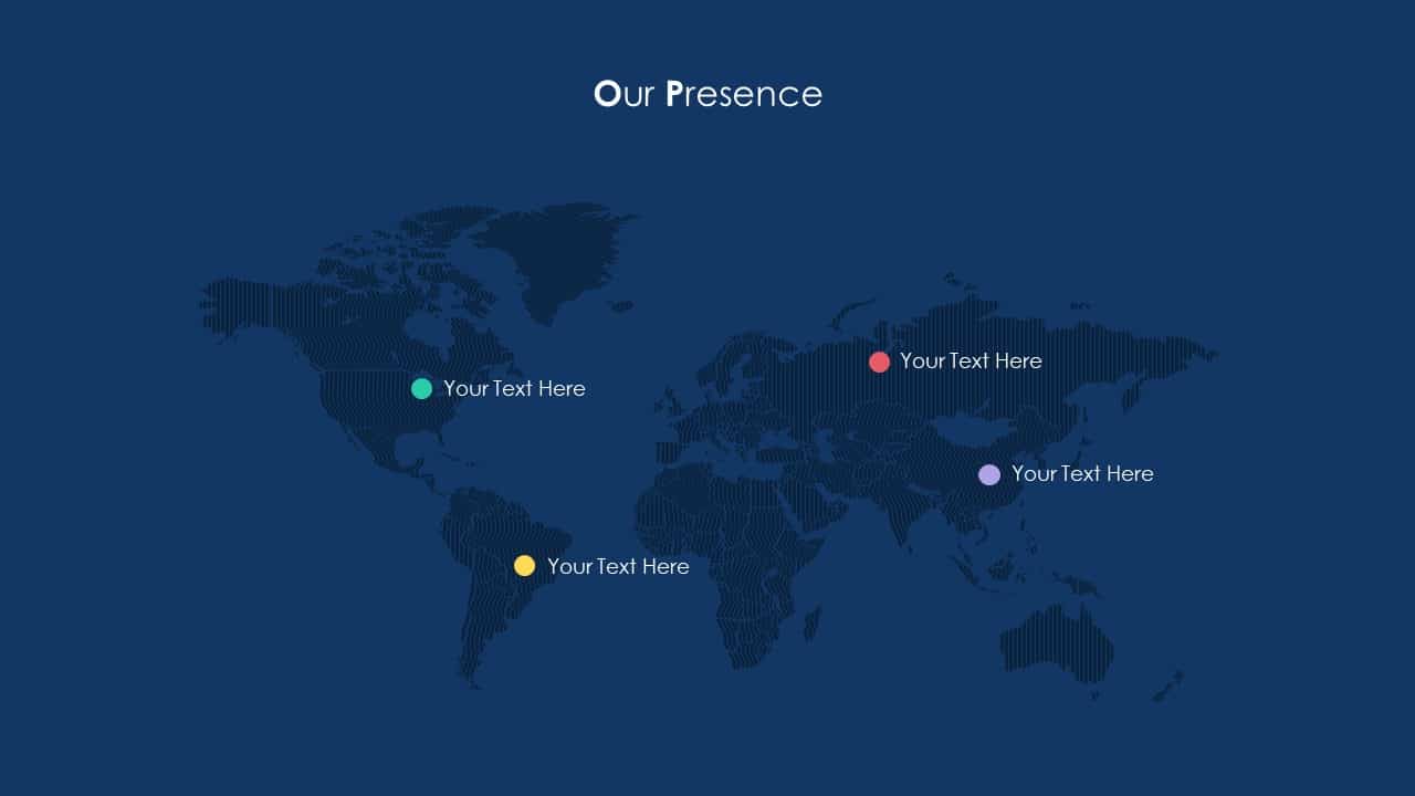 School Communication App Deck Template for PowerPoint Presentation presence world map