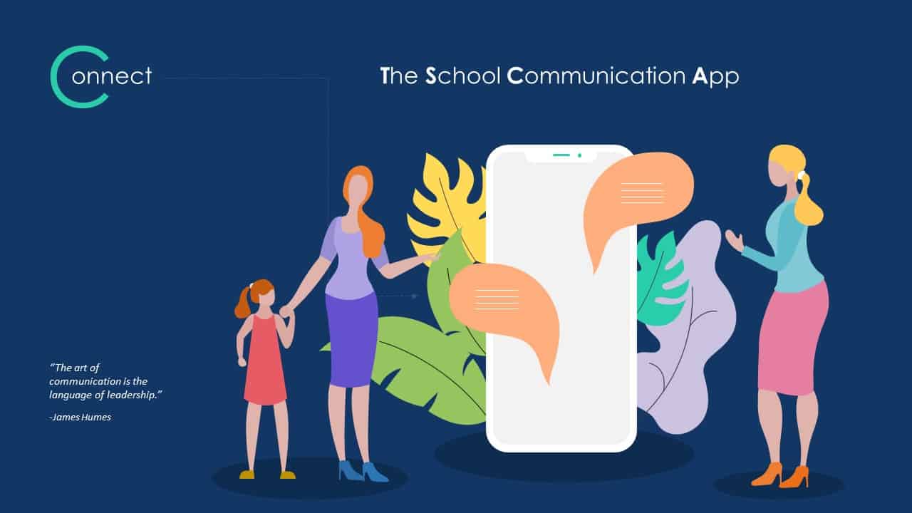 School Communication App Deck Template for PowerPoint