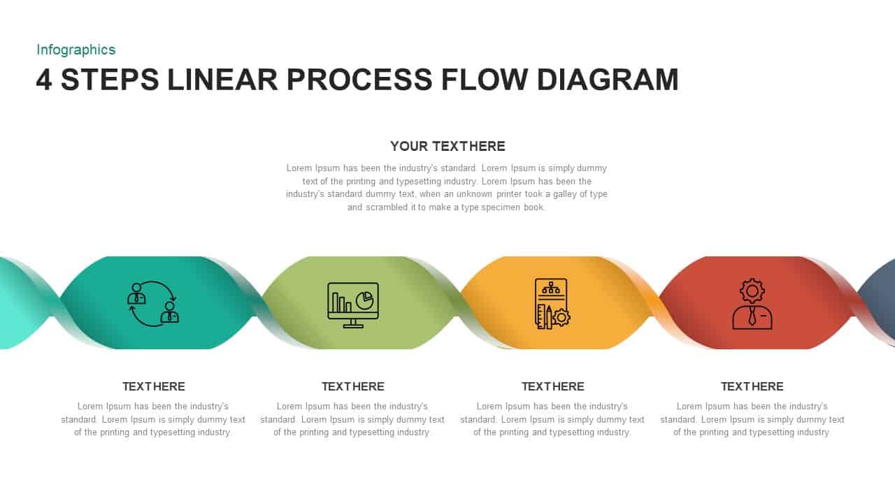 4 Steps Linear Process Flow Diagram