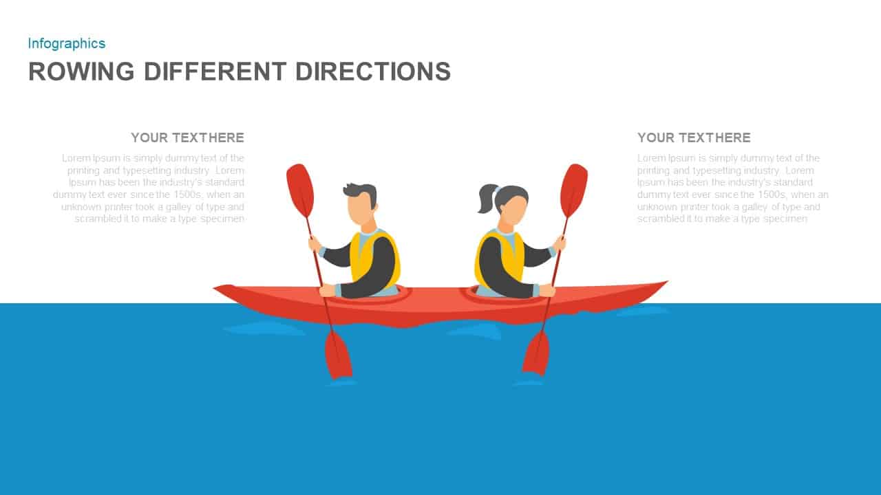 Rowing Different Directions Illustration for PowerPoint Presentation