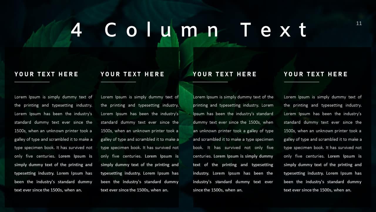 Annual Report Ppt Template 4 Column Text