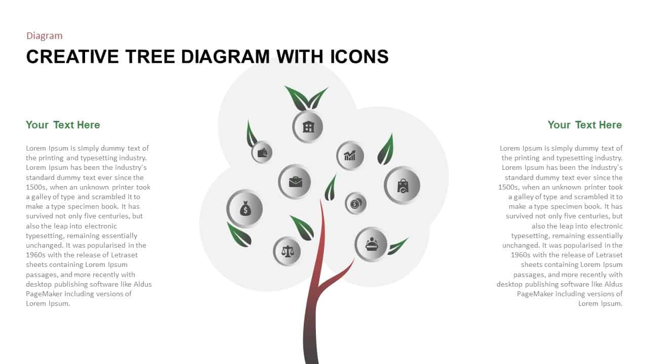 Creative Tree Diagram PowerPoint Template With Icons