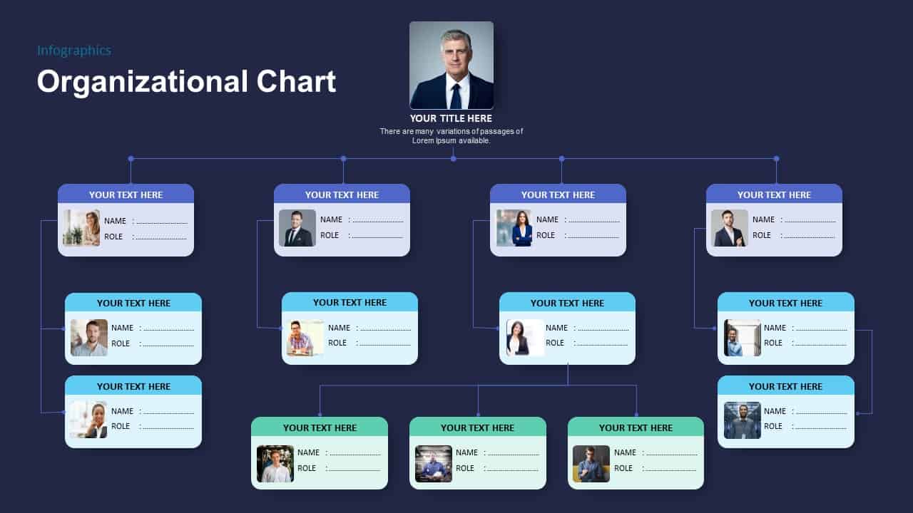 Simple Organizational Chart Template for PowerPoint Presentation