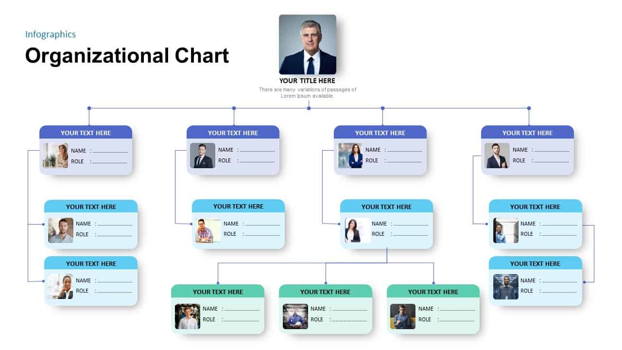Simple Organizational Chart Template for PowerPoint Presentation Regarding Microsoft Powerpoint Org Chart Template